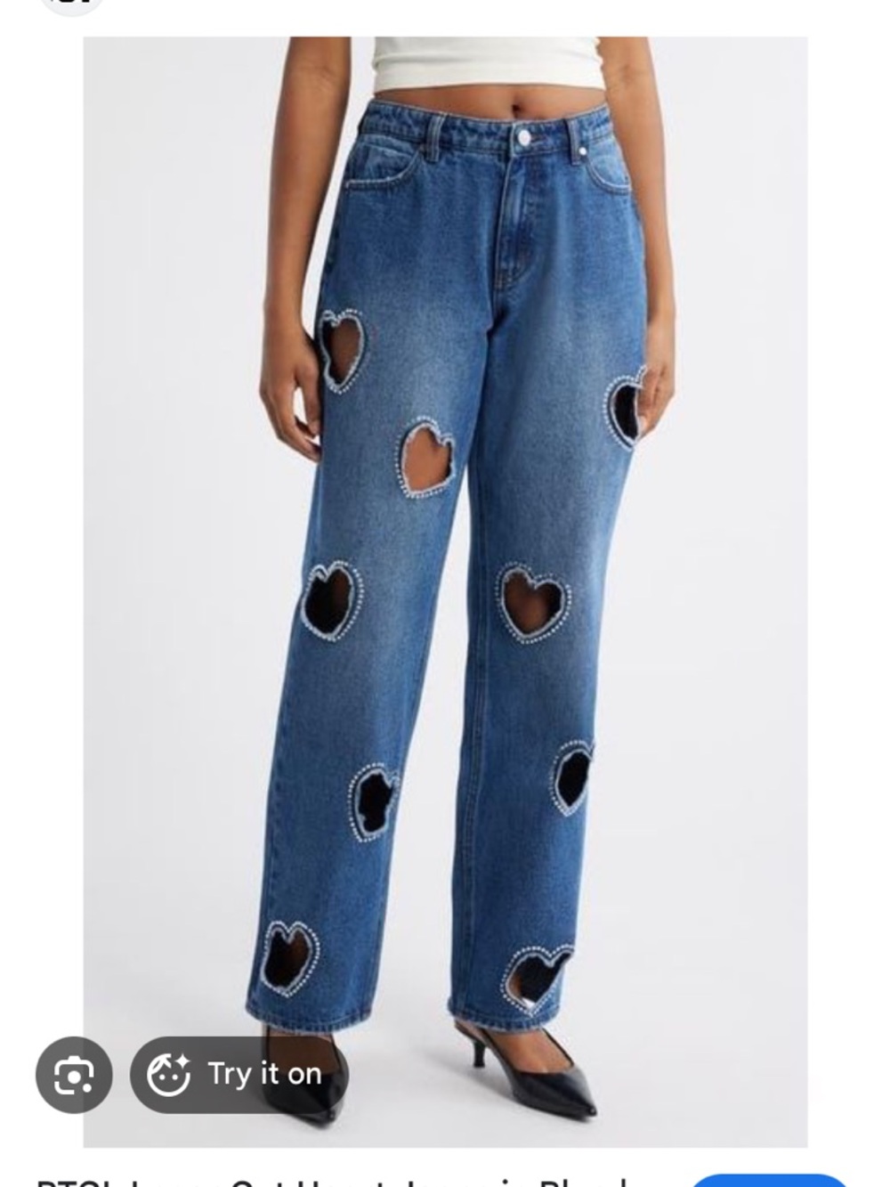 PTCL rhinestone heart jeans SZ 25 denim